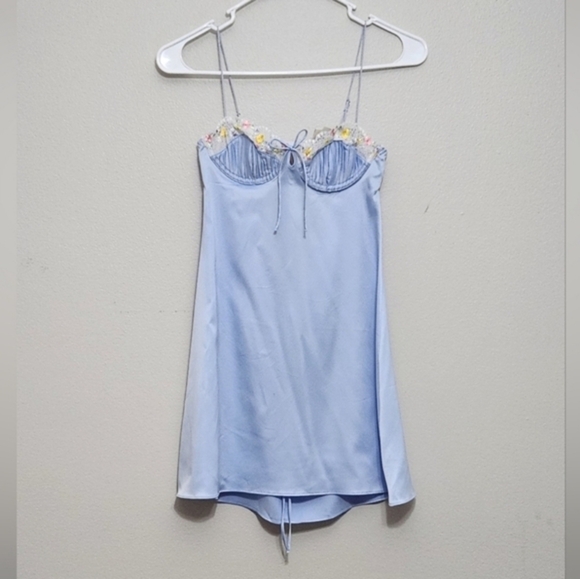 New!For Love And Lemons Paloma Satin Slip Dress - Picture 9 of 16